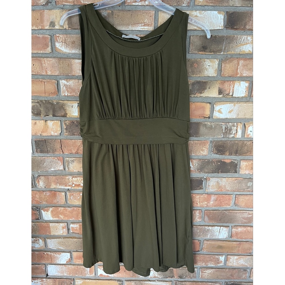Belle Poque Women’s Sleeveless Army Green Pleated Dress Size XL